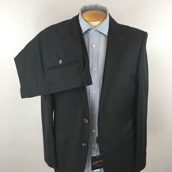 Laurentino 38r mens suit solid charcoal 2 piece 100% wool 2 button NWT ea0174